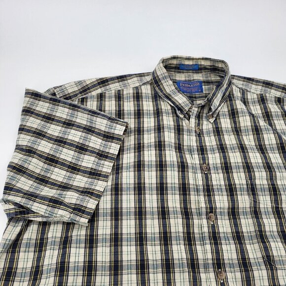 Pendleton Button Up Mens L Multicolor Plaid‎ Oceanside Short Sleeve 100% Cotton - Picture 7 of 8